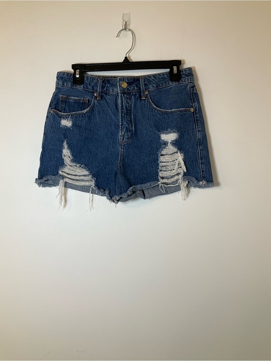 Good American Pants - Good American Distressed Denim Shorts Raw Hem Blue Size 2/26
